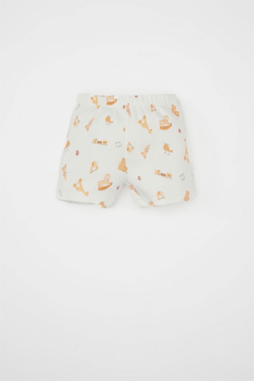 BABY GIRL White Baby Boy Safari Printed Ribbed Camisole Snap Body Shorts 2 Piece Set