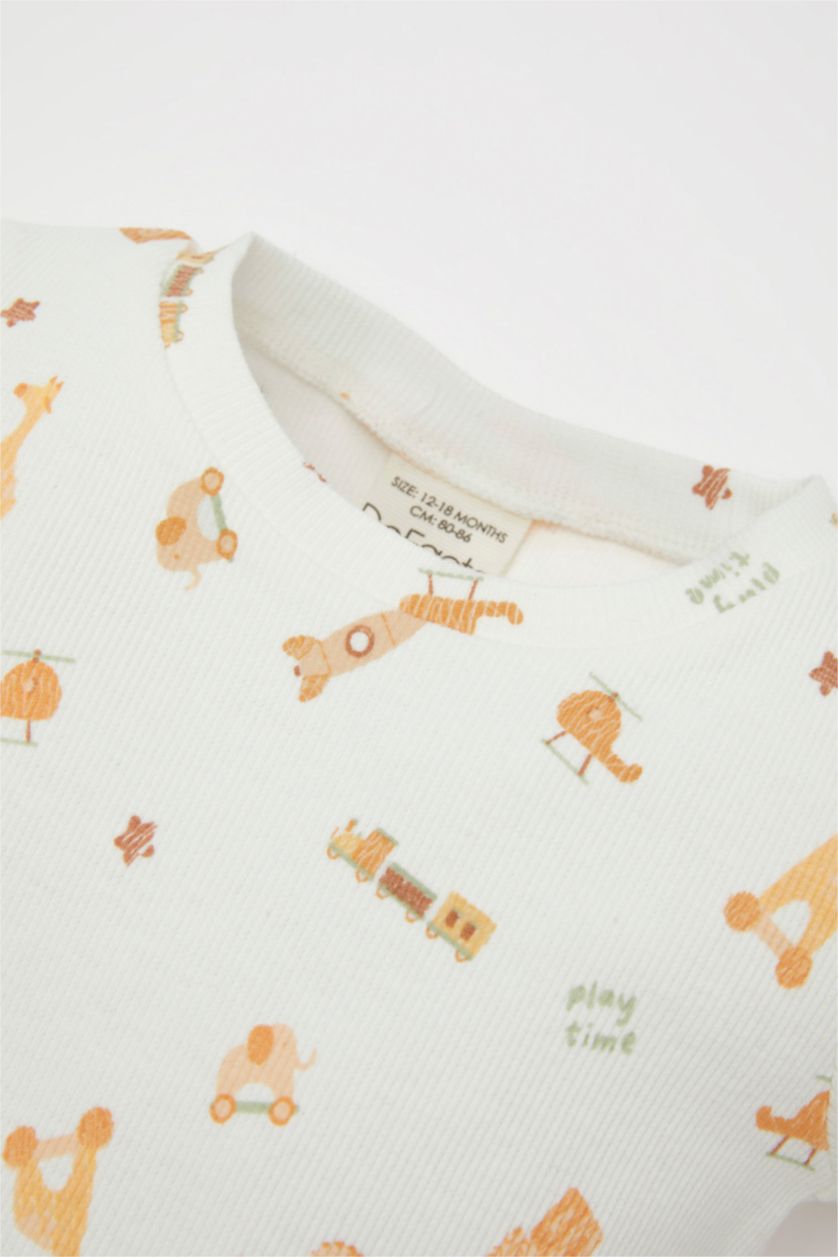 BABY GIRL White Baby Boy Safari Printed Ribbed Camisole Snap Body Shorts 2 Piece Set