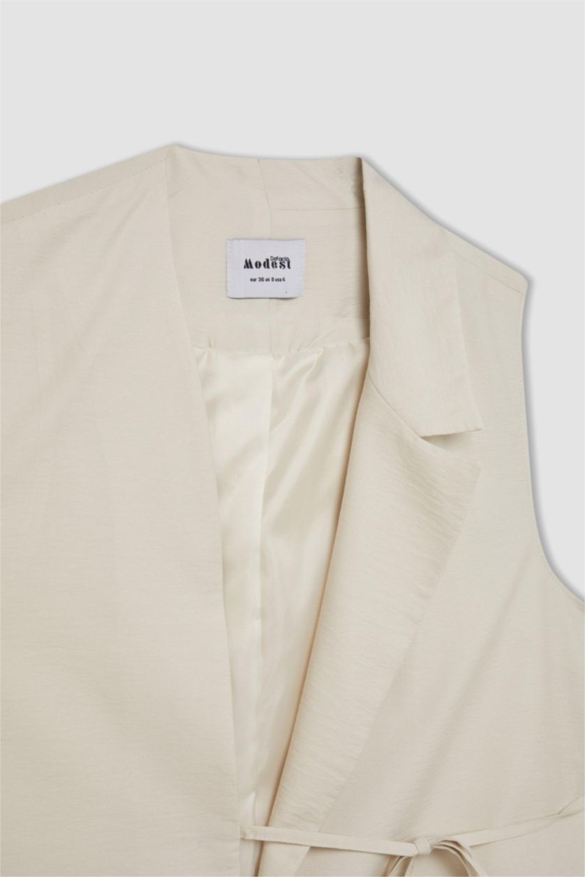 FEMME Beige Gilet Blazer à Col en V