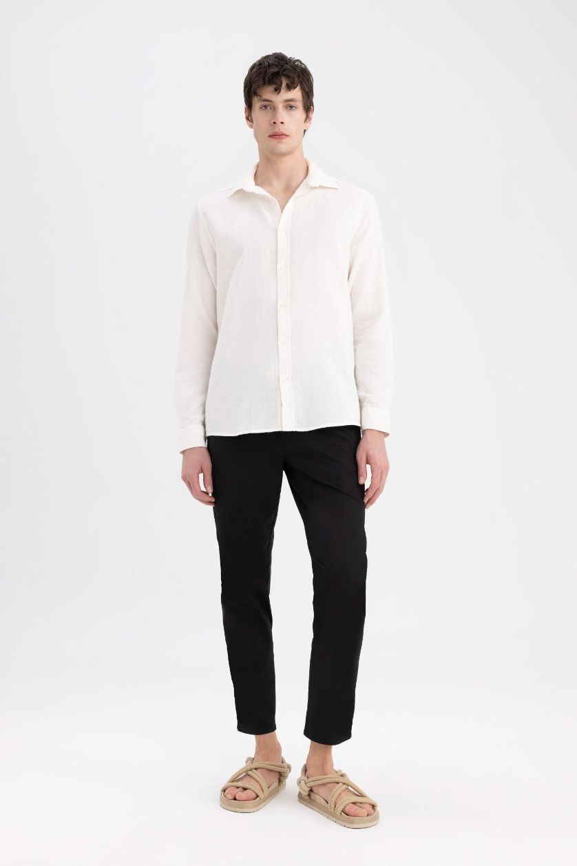 رجال اوف وايت قميص بولو قطن كم طويل قصة عادية