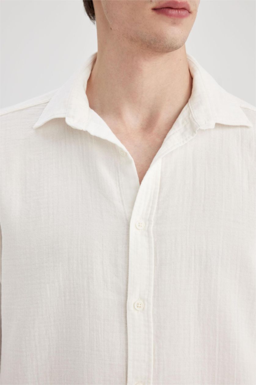 رجال اوف وايت قميص بولو قطن كم طويل قصة عادية