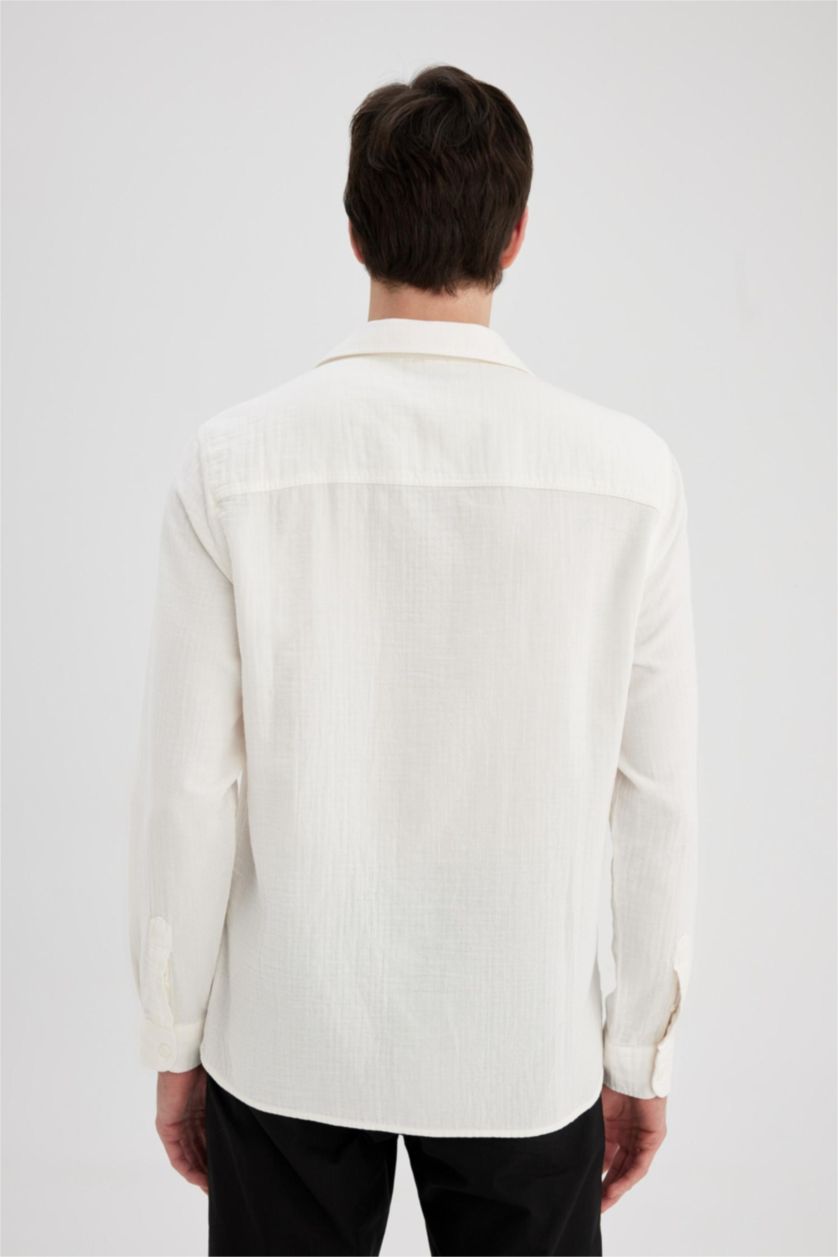 رجال اوف وايت قميص بولو قطن كم طويل قصة عادية