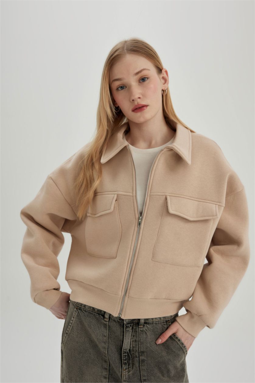 WOMAN Stone Regular Fit Thick Fabric Bomber Jacket