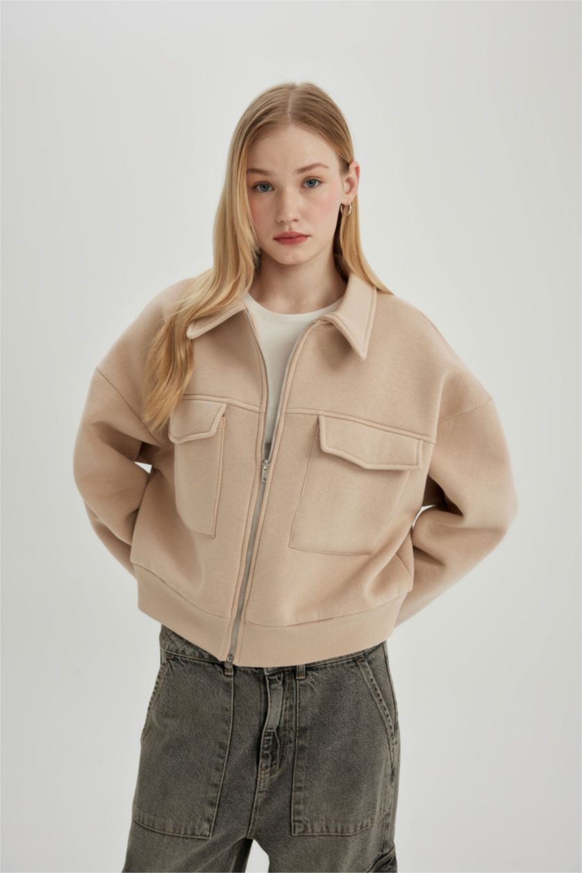 WOMAN Stone Regular Fit Thick Fabric Bomber Jacket