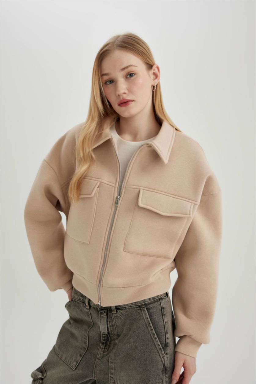 WOMAN Stone Regular Fit Thick Fabric Bomber Jacket