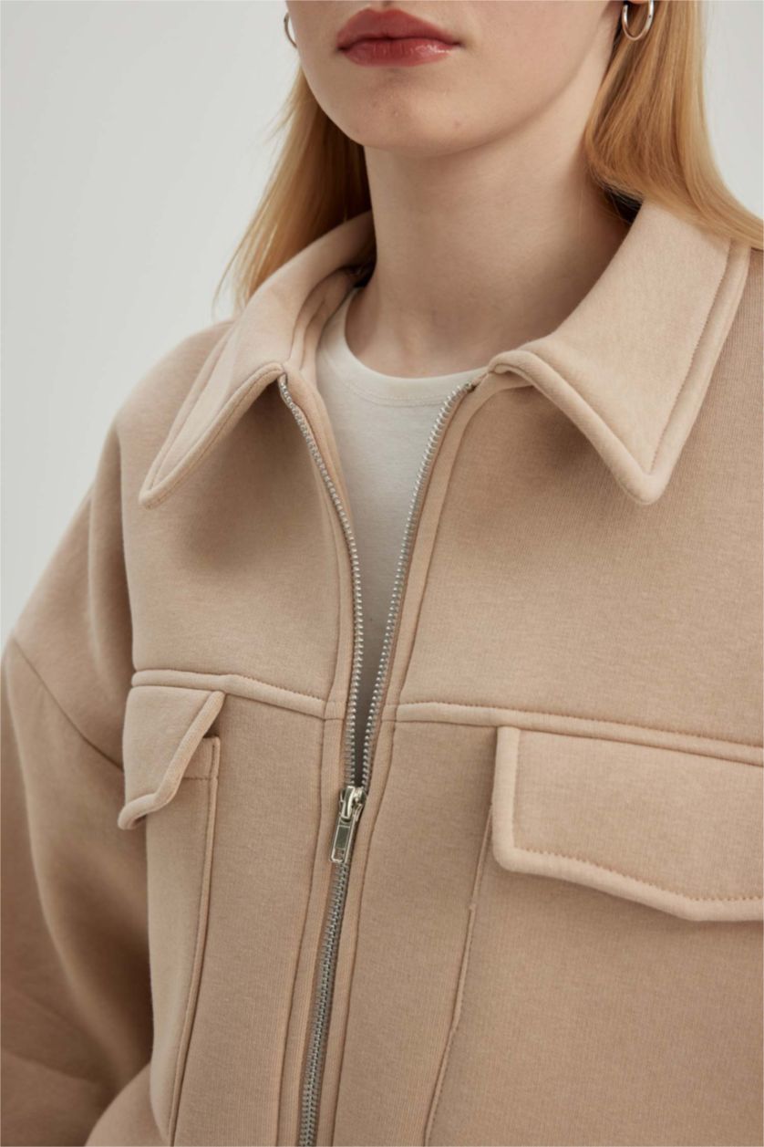 WOMAN Stone Regular Fit Thick Fabric Bomber Jacket