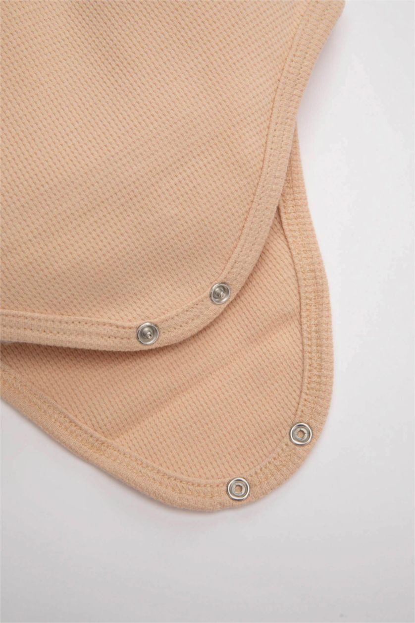 BABY GIRL Beige Baby Girl Waffle Snap Body Shorts Hair Band 3 Piece Set