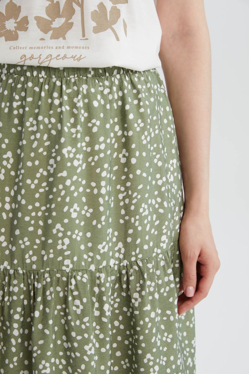 نساء كاكي تنورة ميدي ايروبين منقوش