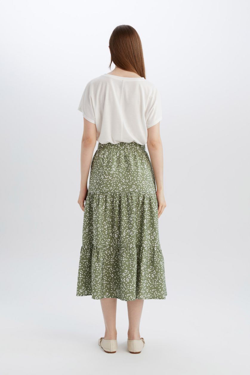 نساء كاكي تنورة ميدي ايروبين منقوش