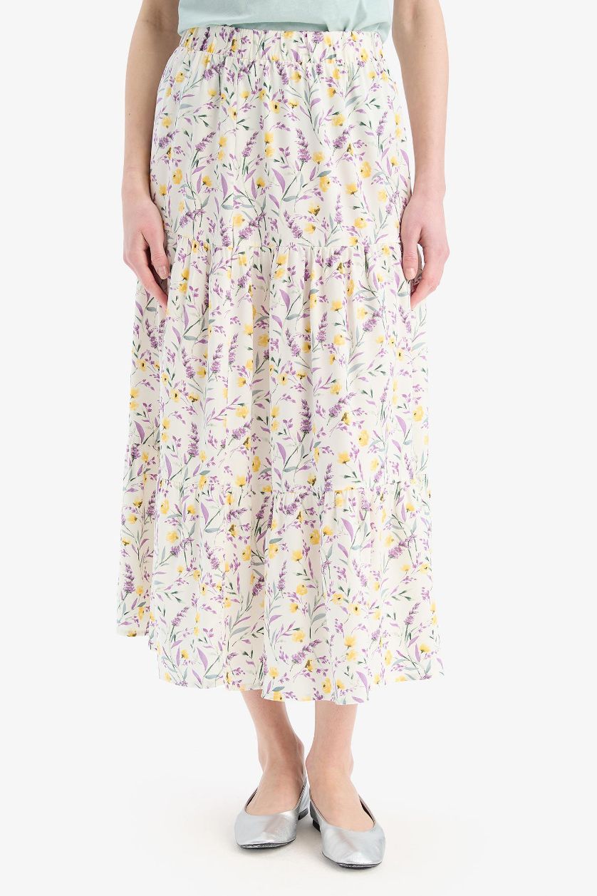 Әйелдерге Ашық Сары орташа ұзындық Тоқылған юбка