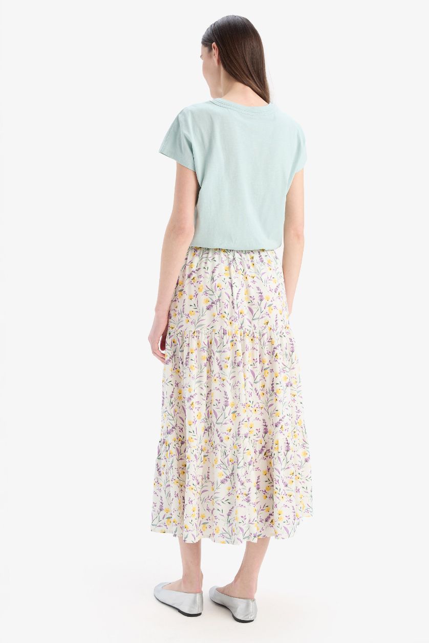 Әйелдерге Ашық Сары орташа ұзындық Тоқылған юбка