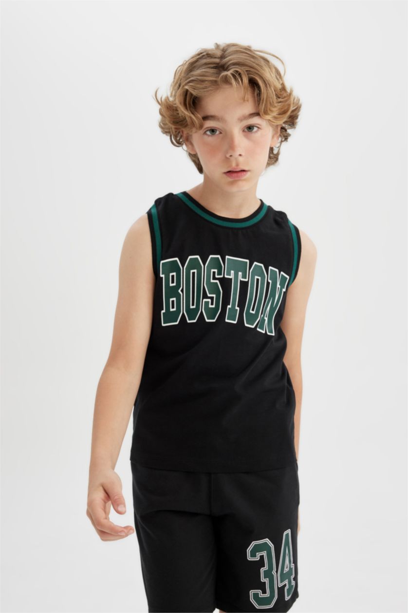 BOYS & TEENS Black Boy Printed T-Shirt Shorts 2 Piece Set