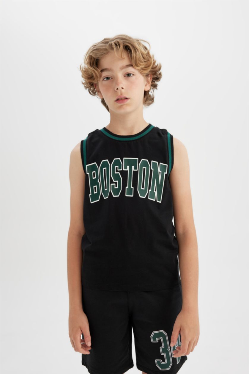 BOYS & TEENS Black Boy Printed T-Shirt Shorts 2 Piece Set