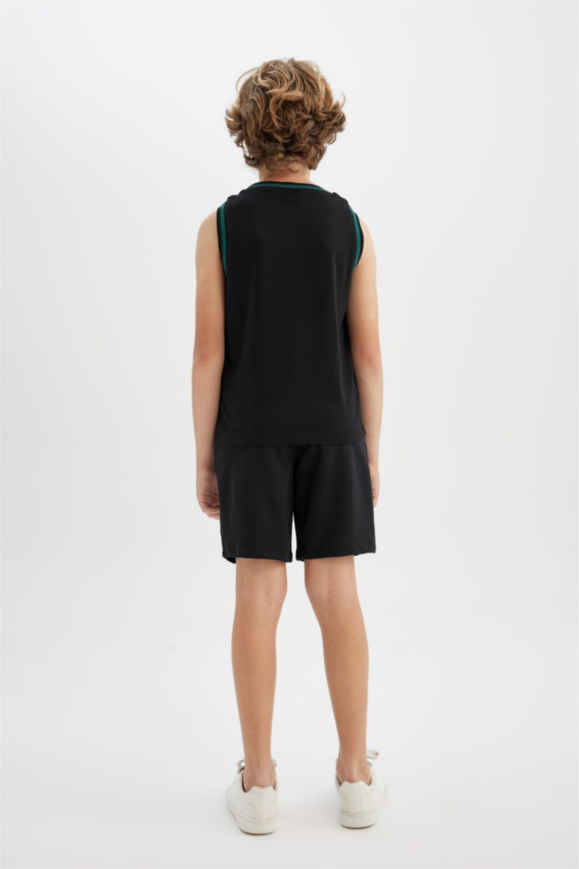 BOYS & TEENS Black Boy Printed T-Shirt Shorts 2 Piece Set