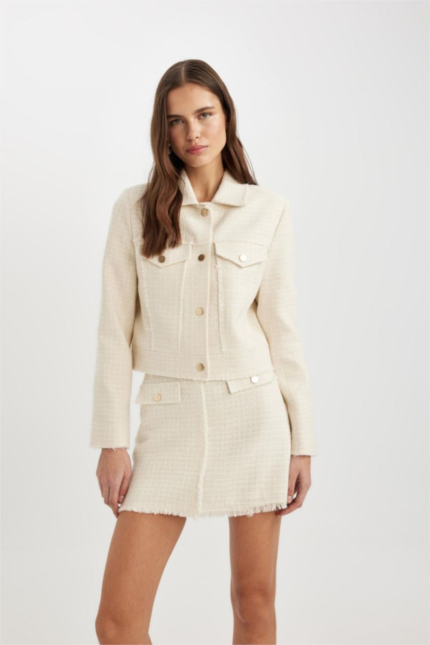 FEMME Écru Veste Blazer courte en Tweed