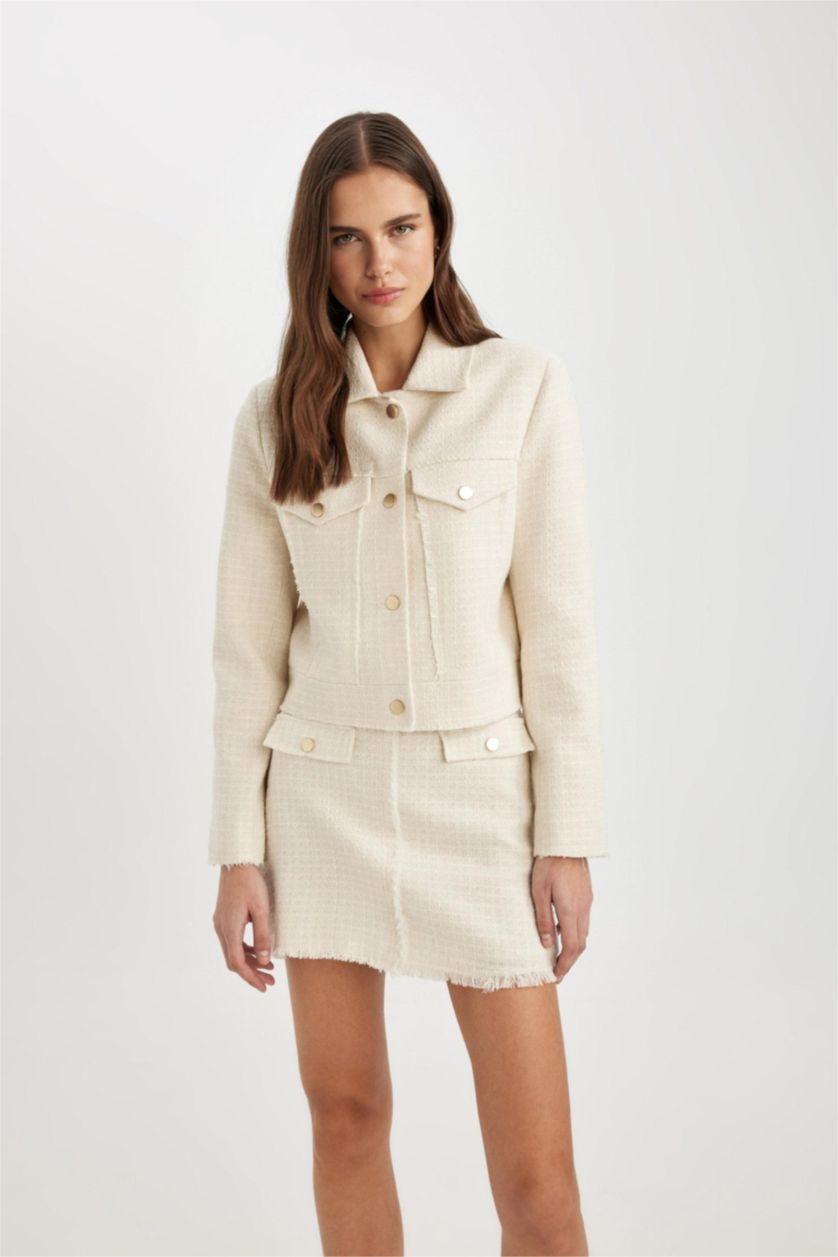 FEMME Écru Veste Blazer courte en Tweed