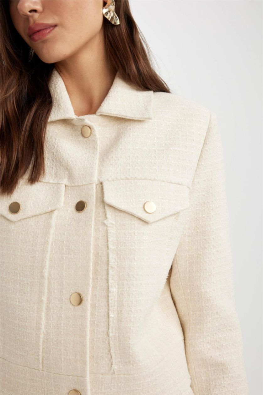 FEMME Écru Veste Blazer courte en Tweed