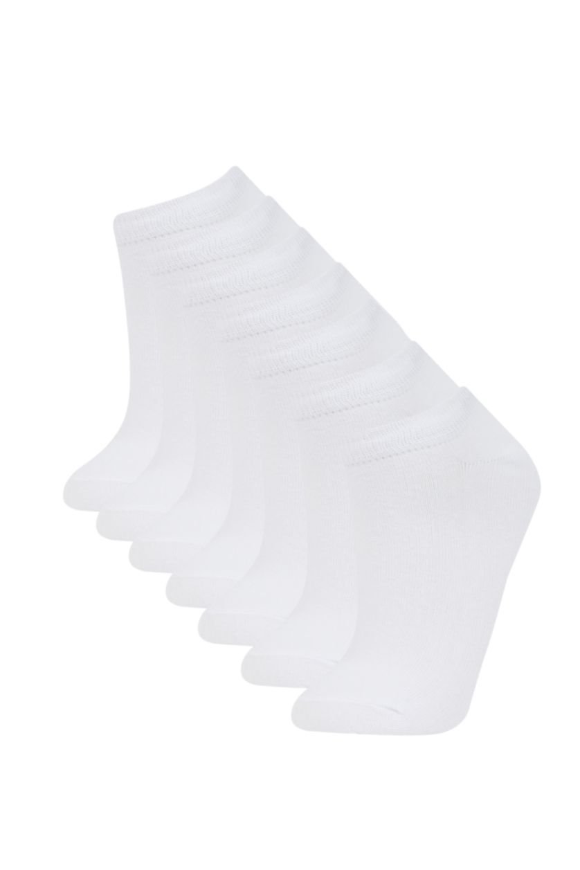 نساء أبيض 7 piece Cotton Short Socks