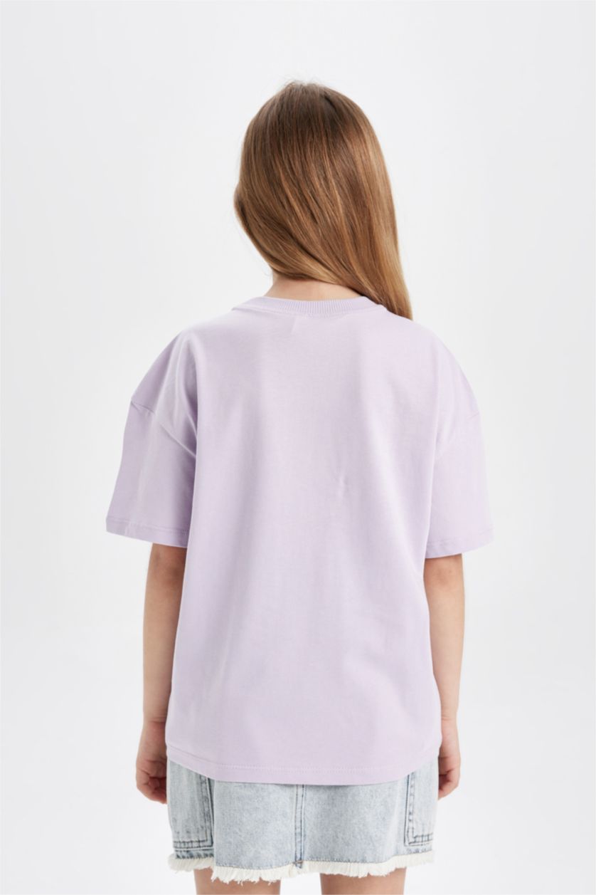 GIRLS & TEENS Light Lilac Girl's Relax Fit Printed Short Sleeve T-Shirt