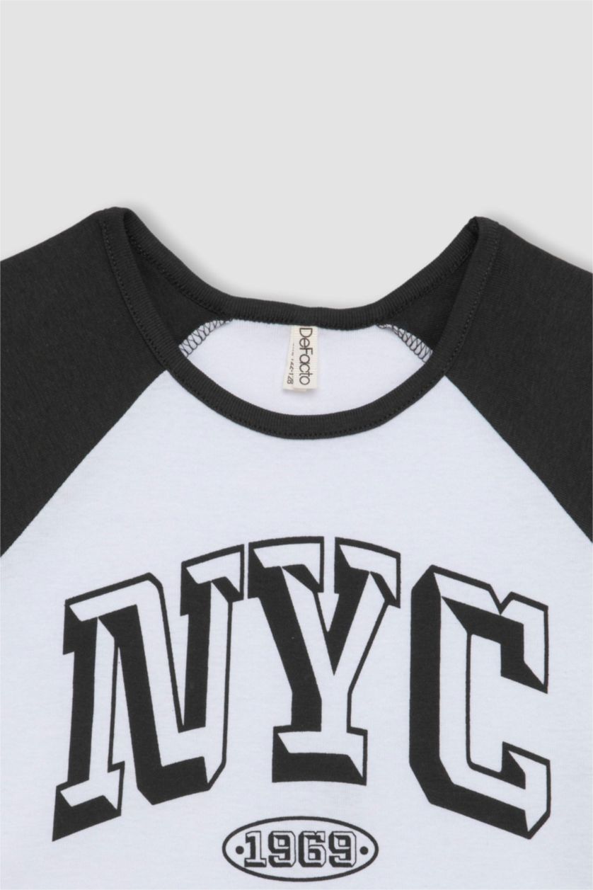 Girls & Teens Anthracite Girl Crew Neck Printed Crop T-Shirt