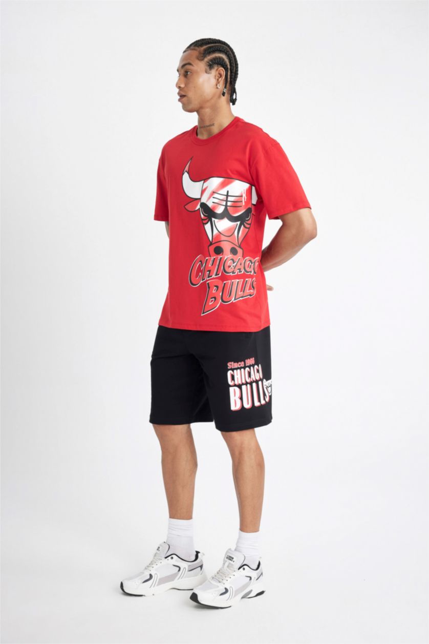 Erkek Siyah NBA Chıcago Bulls Standart Fıt Kısa Paça Şort