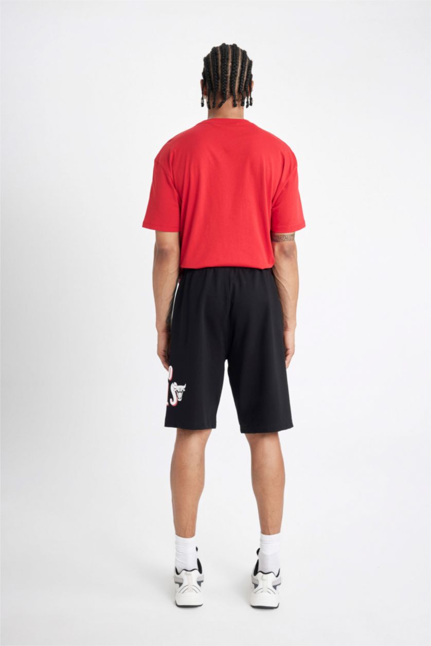 Erkek Siyah NBA Chıcago Bulls Standart Fıt Kısa Paça Şort