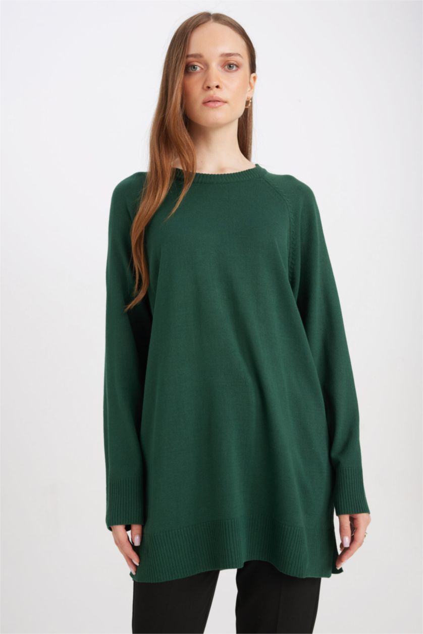 FEMME Vert Foncé Tunique coupe régulière Col Ras Du Cou