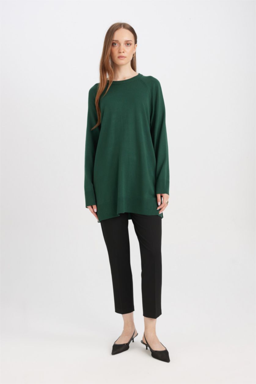 FEMME Vert Foncé Tunique coupe régulière Col Ras Du Cou