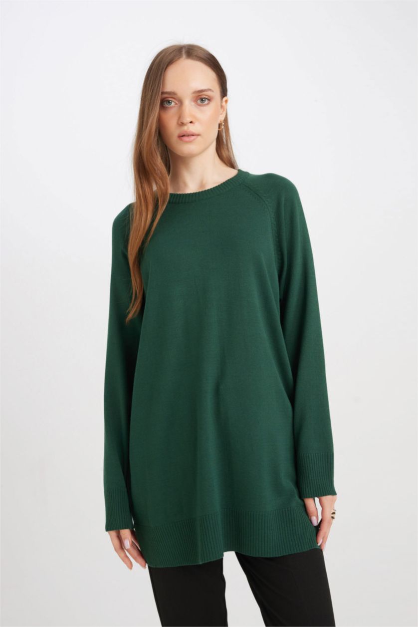 FEMME Vert Foncé Tunique coupe régulière Col Ras Du Cou