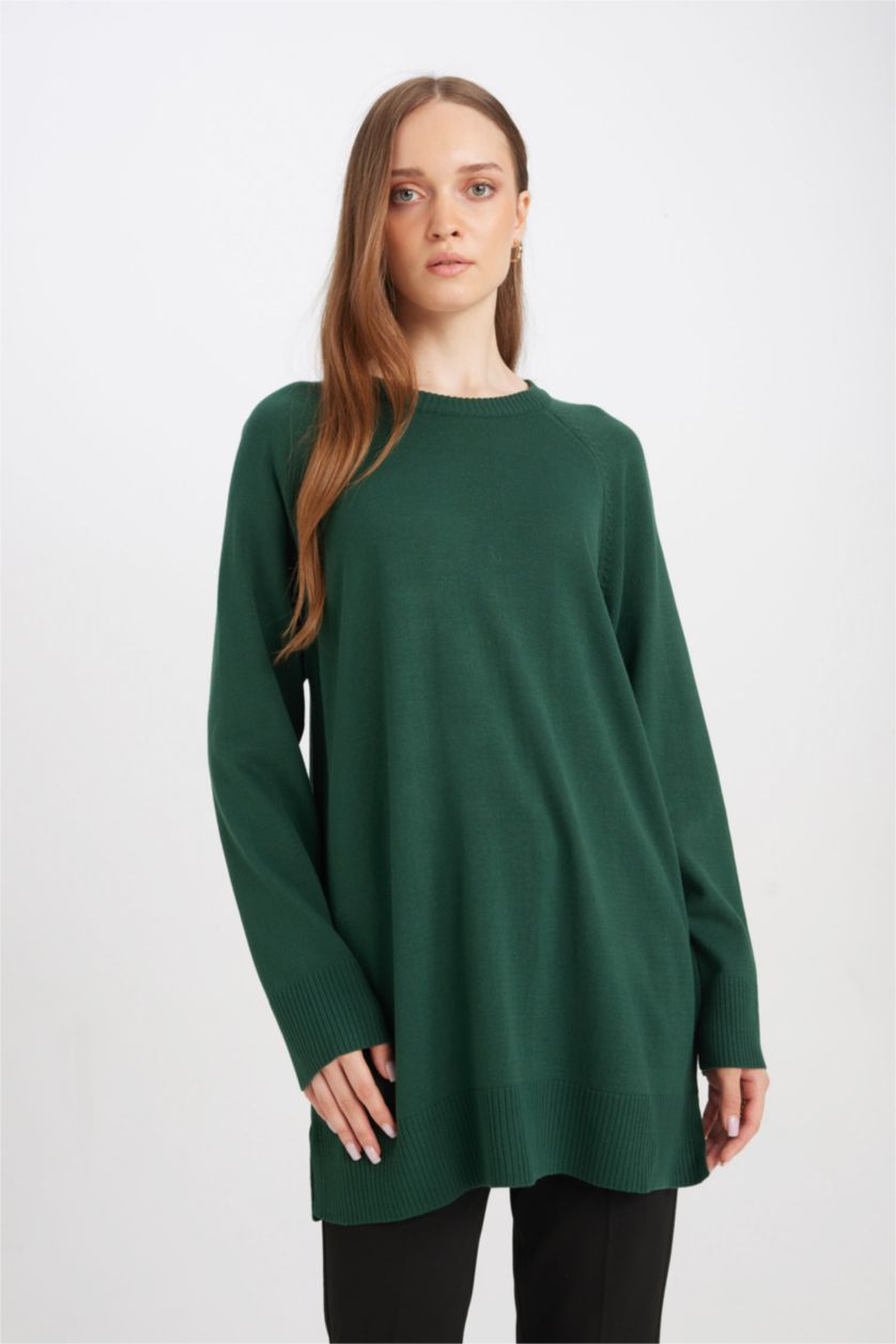 FEMME Vert Foncé Tunique coupe régulière Col Ras Du Cou