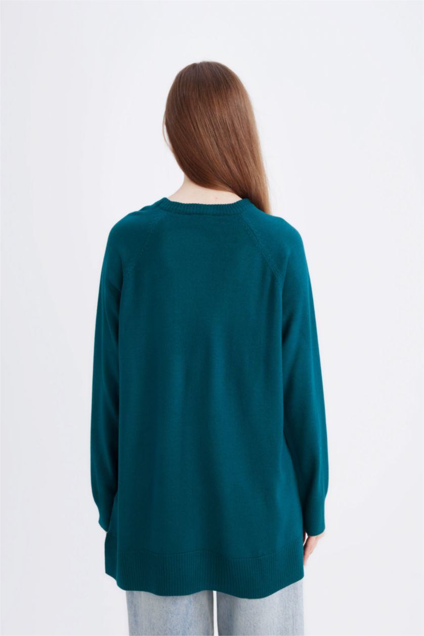 WOMAN Green Regular Fit Crew Neck Tunic