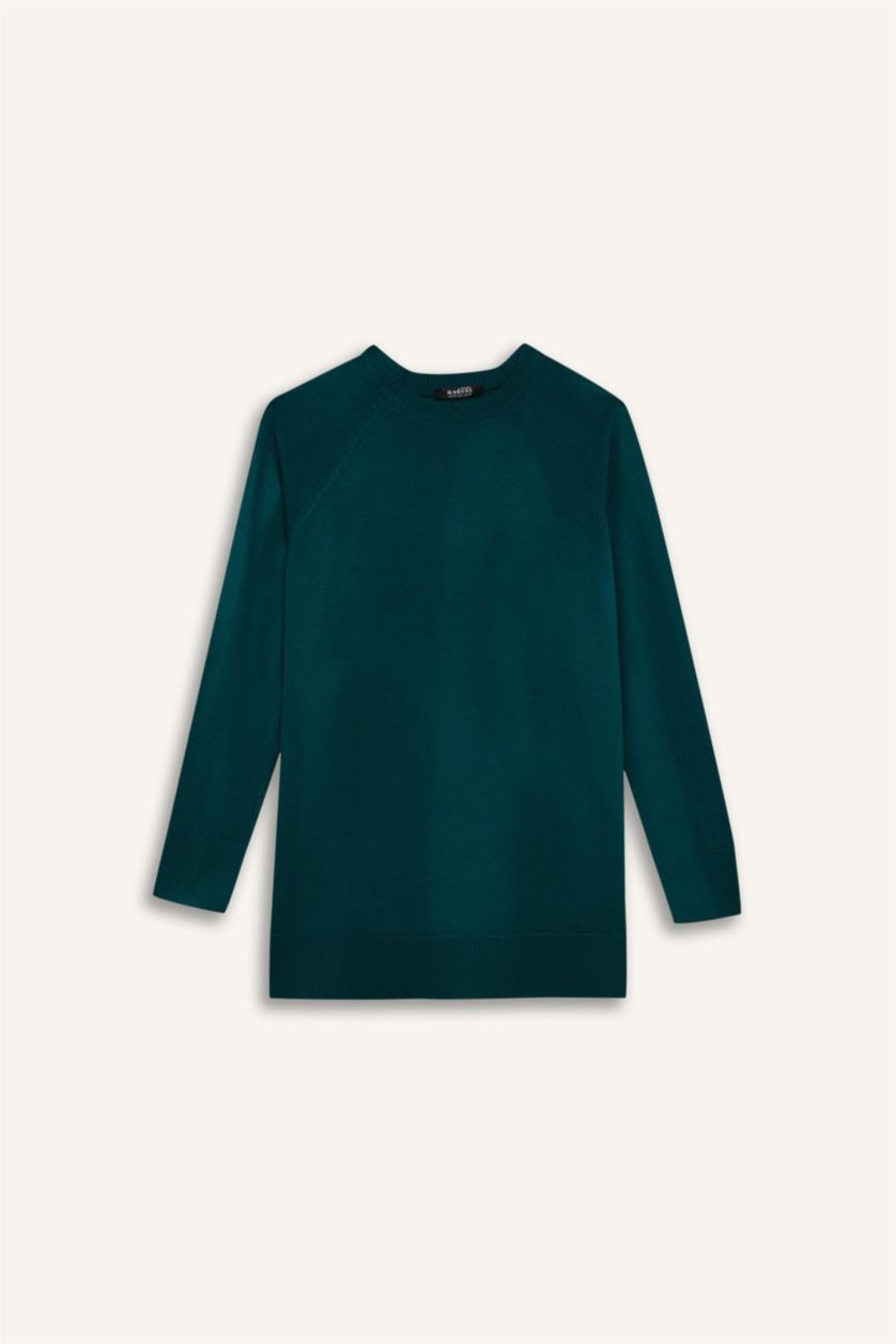 WOMAN Green Regular Fit Crew Neck Tunic