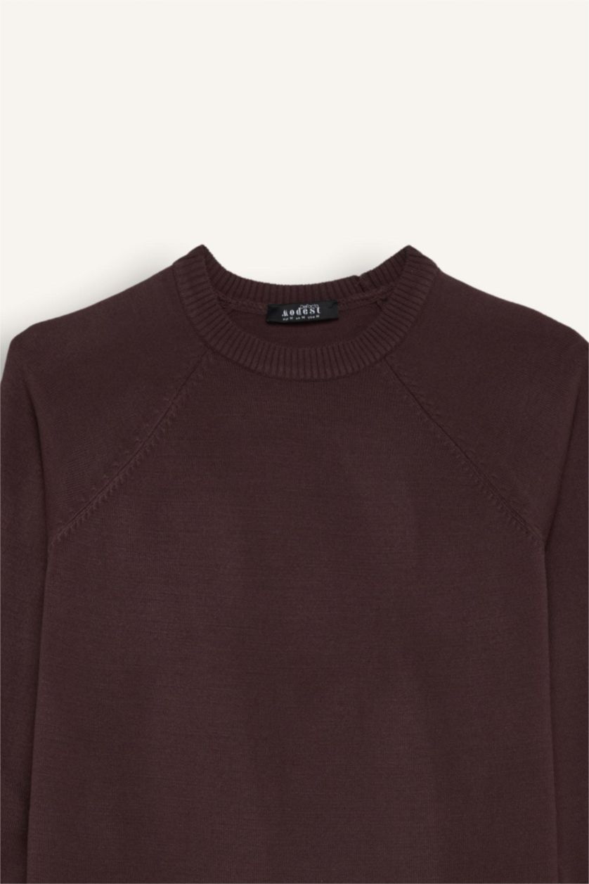 FEMME Violet Pull en Tricot basique à col rond et coupe régulière