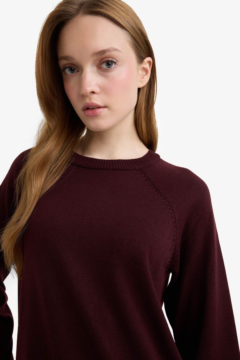 Kadın Açık Bordo Regular Fit Basic Kazak Tunik