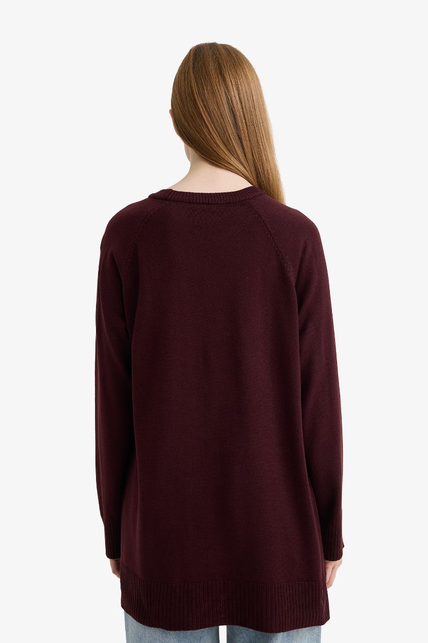 Kadın Açık Bordo Regular Fit Basic Kazak Tunik