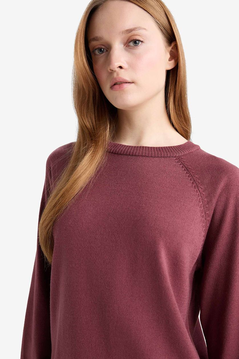 Kadın Bordo Regular Fit Basic Kazak Tunik