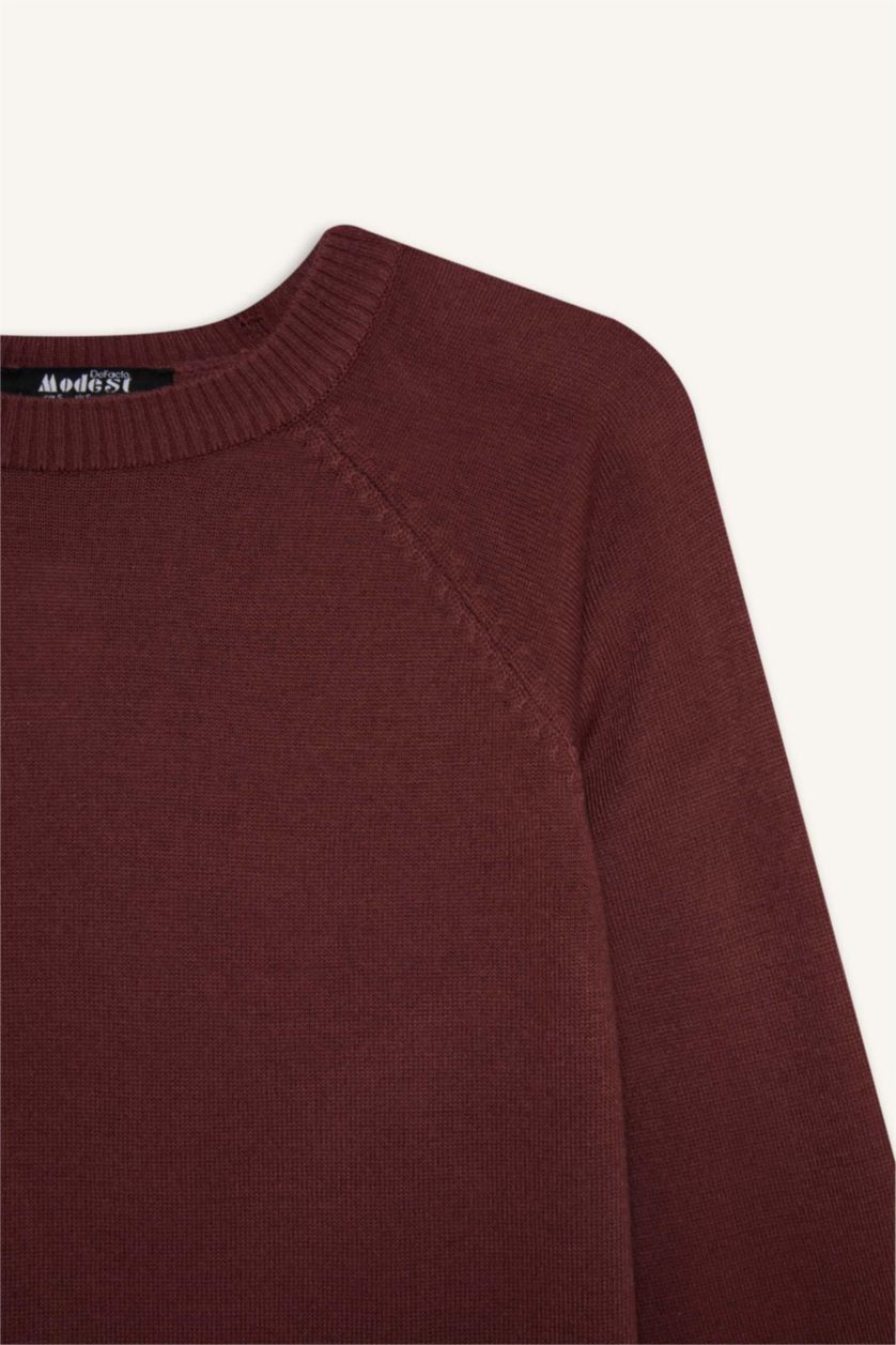 Kadın Bordo Regular Fit Basic Kazak Tunik