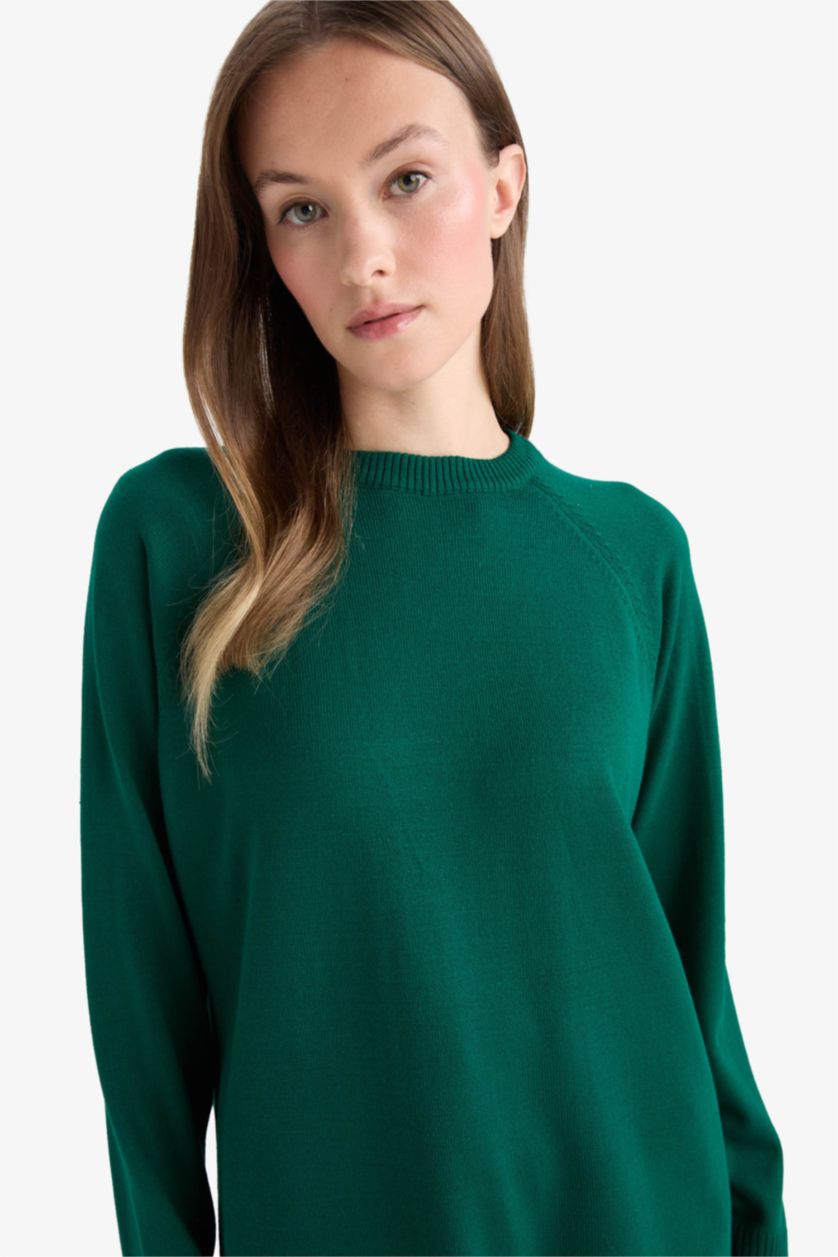 WOMAN Green Regular Fit Crew Neck Tunic