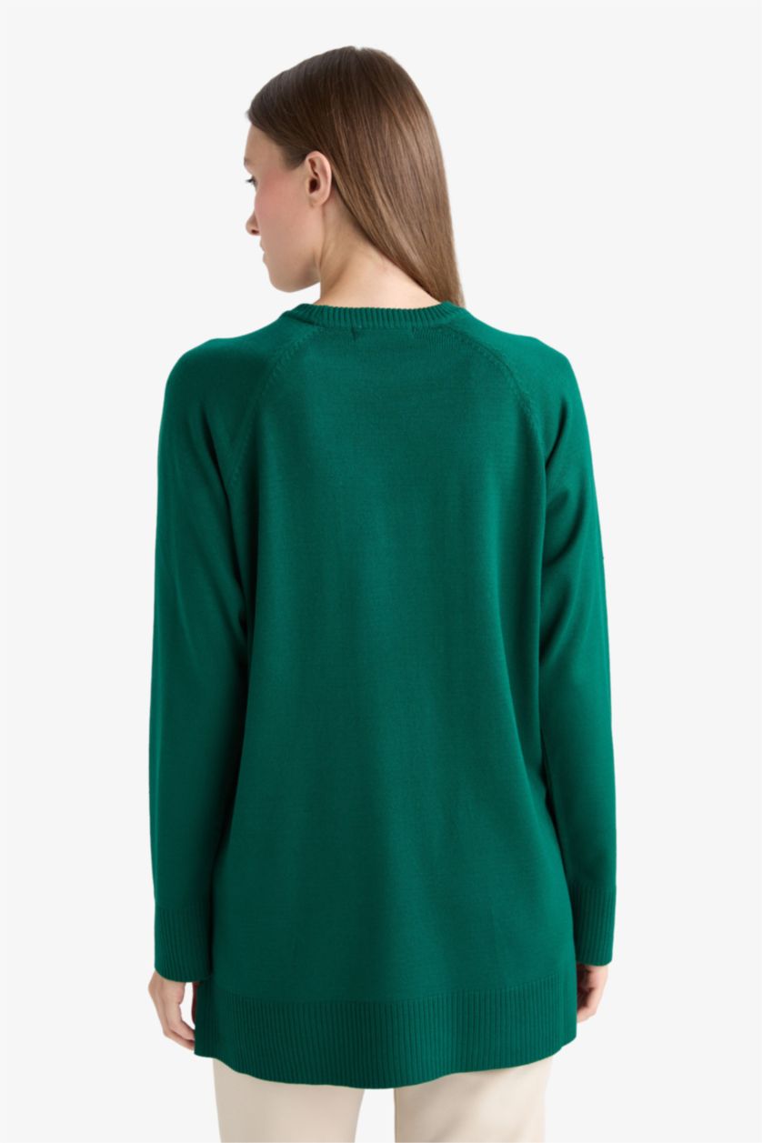 WOMAN Green Regular Fit Crew Neck Tunic