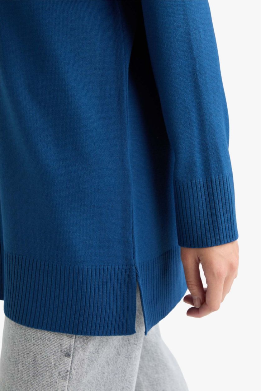 FEMME Indigo Pull Tunique à col rond Coupe régulière