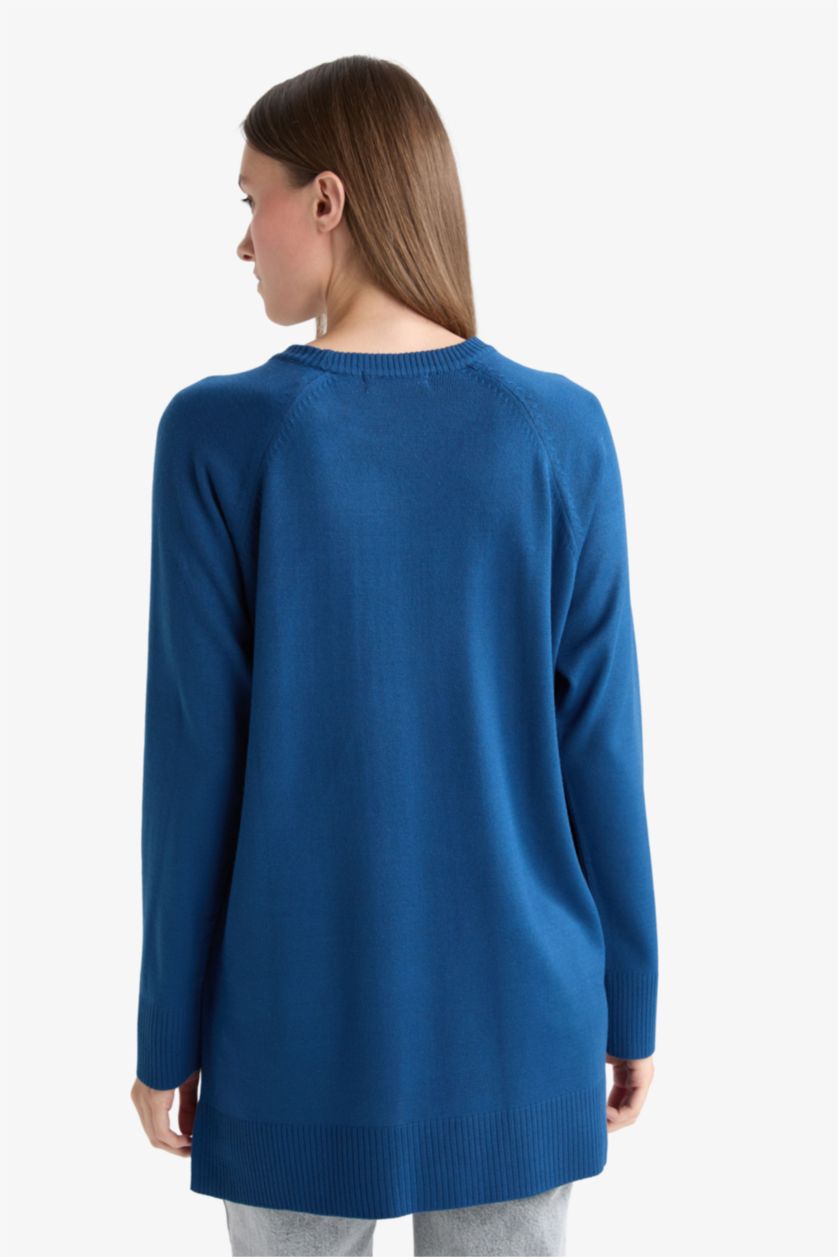 FEMME Indigo Pull Tunique à col rond Coupe régulière