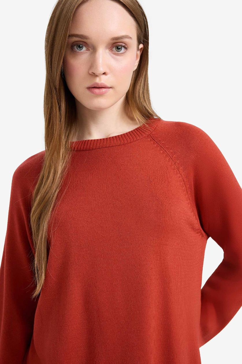 Kadın Koyu Turuncu Regular Fit Basic Kazak Tunik