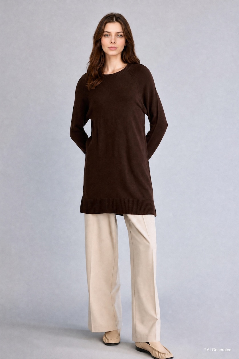 Kadın Kahve Regular Fit Tunik