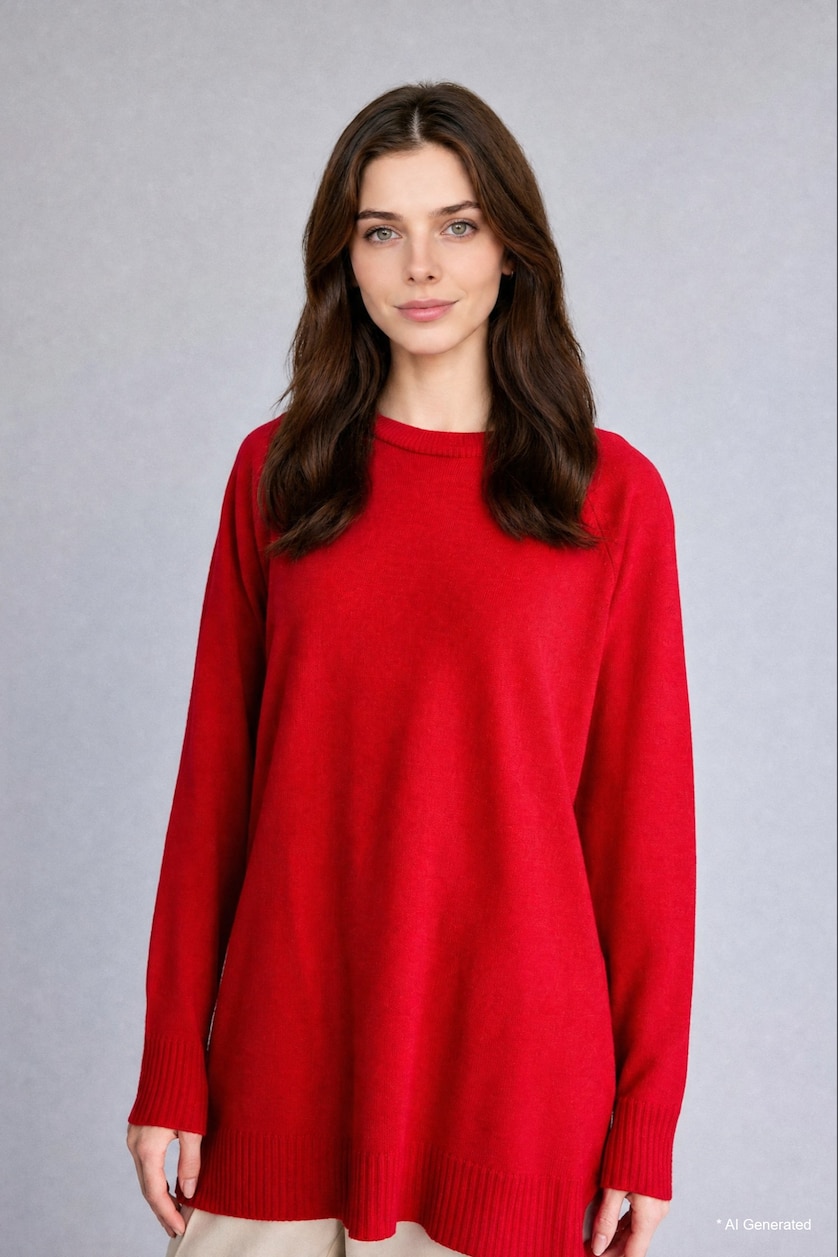 Kadın Kırmızı Regular Fit Tunik