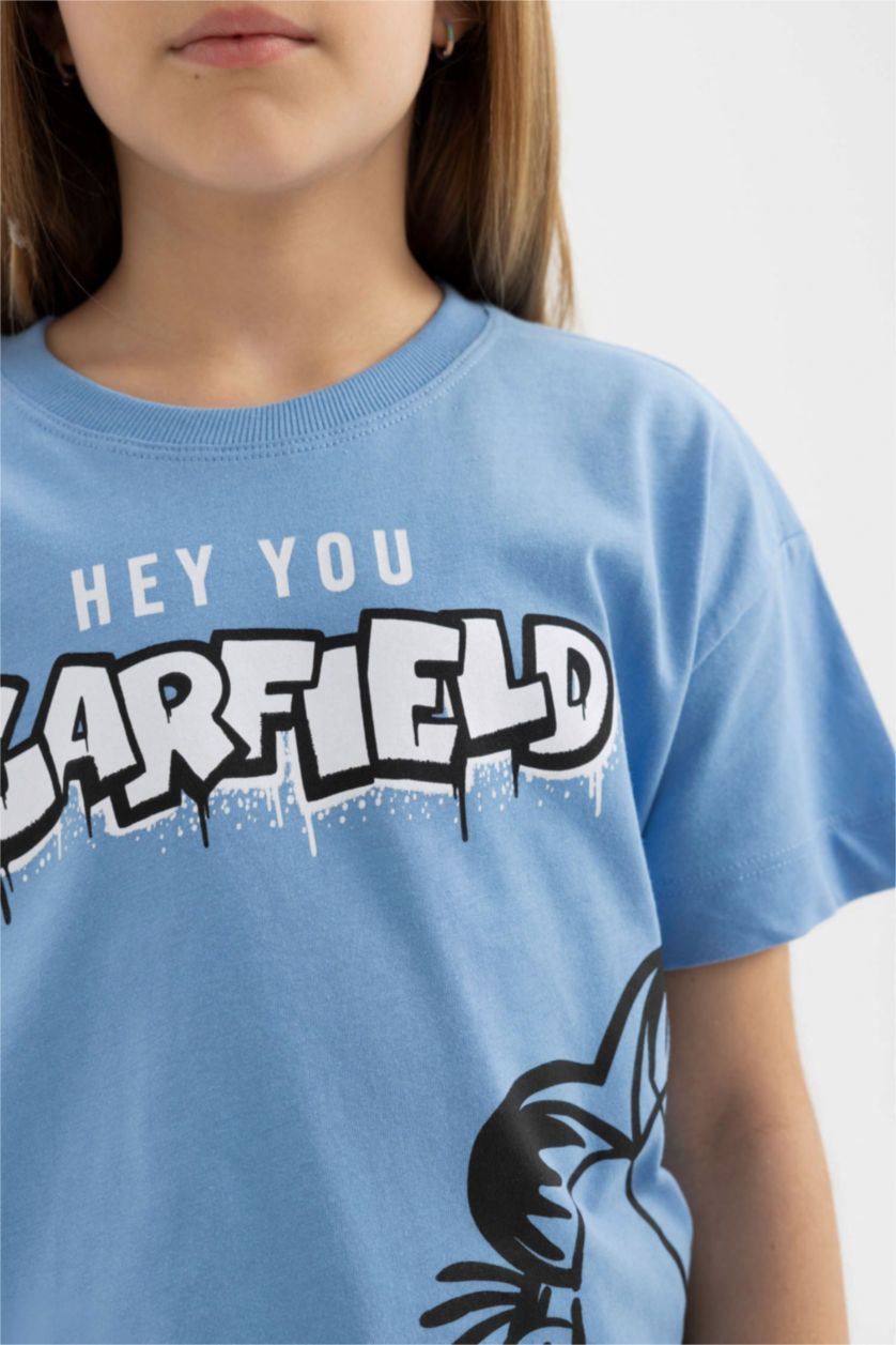 Girls & Teens Blue Girl Garfield Crop Short Sleeve T-Shirt