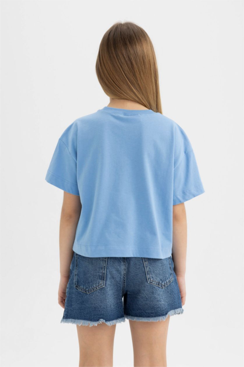 Girls & Teens Blue Girl Garfield Crop Short Sleeve T-Shirt