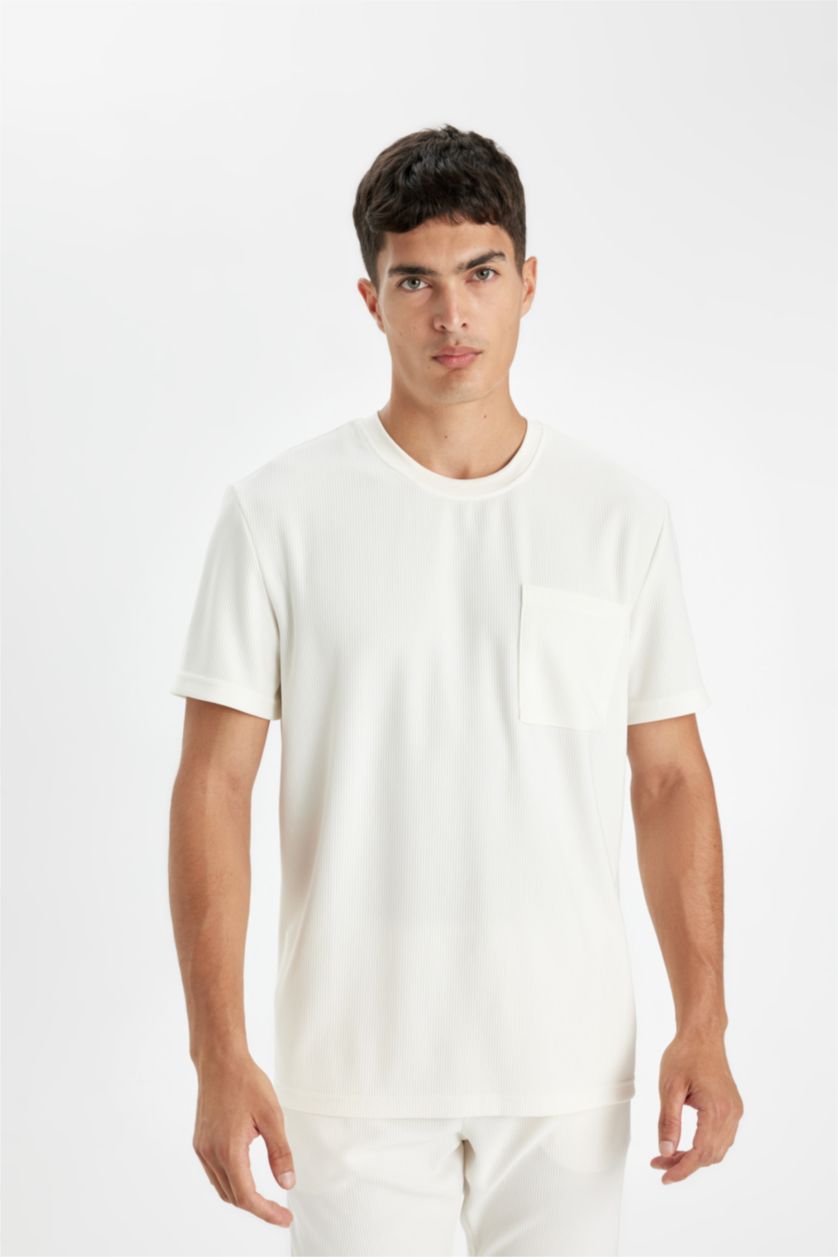 MAN Ecru Regular Fit Crew Neck Short Sleeve T-Shirt