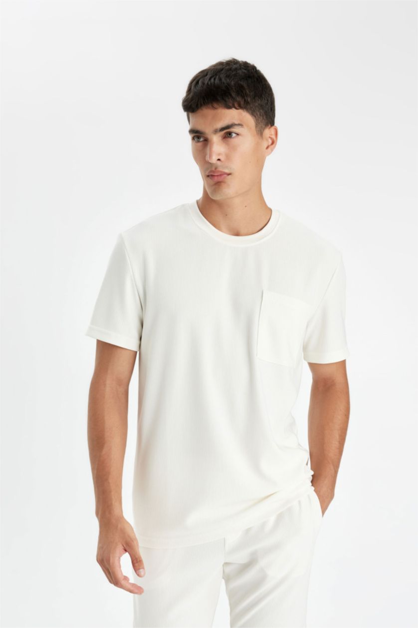 MAN Ecru Regular Fit Crew Neck Short Sleeve T-Shirt