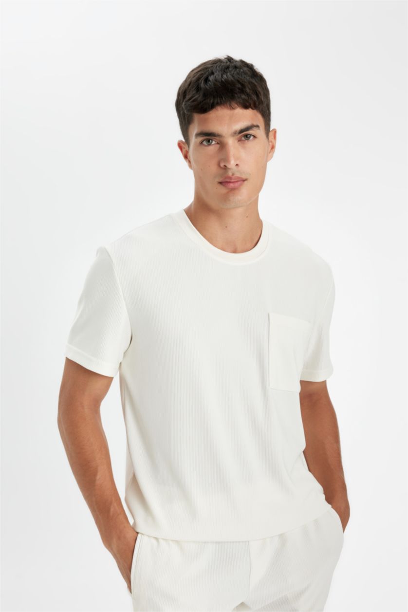 MAN Ecru Regular Fit Crew Neck Short Sleeve T-Shirt