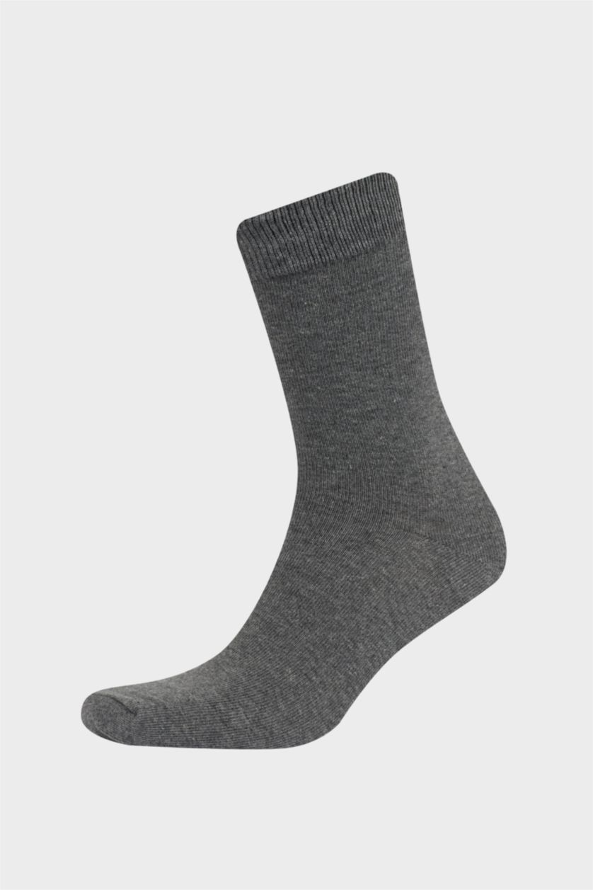 Man Anthracite Melange Boy 7 Piece Cotton Long Socks